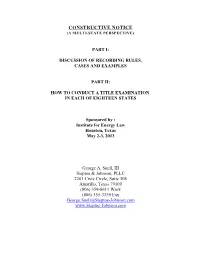 Constructive Notice (A Multi-State Perspective)