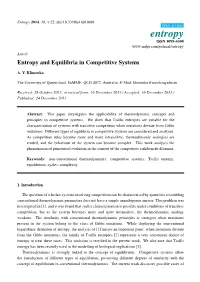 Entropy and Equilibria in Competitive Systems