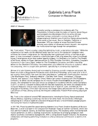 Gabriela Lena Frank Composer-In-Residence