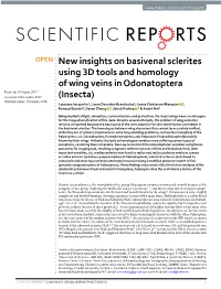 New Insights on Basivenal Sclerites Using 3D Tools and Homology of Wing Veins in Odonatoptera (Insecta)