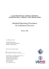 Standard Operating Procedures for Laboratory Services