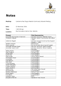 Camborne Pool Illogan Redruth Community Network Meeting Date