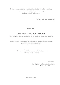 Deep Neural Network Models for Sequence Labeling and Coreference Tasks
