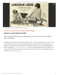 Lincoln Logs Inventor John Lloyd Wright | Lemelson Center for the Study of Invention and Innovation 