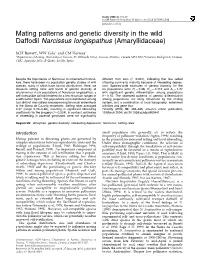 Mating Patterns and Genetic Diversity in the Wild Daffodil Narcissus Longispathus (Amaryllidaceae)