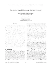 User Interface Dependability Through Goal-Error Prevention