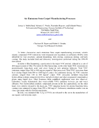 Air Emissions from Carpet Manufacturing Processes