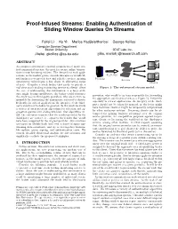 Enabling Authentication of Sliding Window Queries on Streams