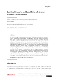 Evolving Networks and Social Network Analysis Methods And