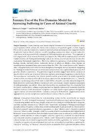 Forensic Use of the Five Domains Model for Assessing Suffering in Cases of Animal Cruelty