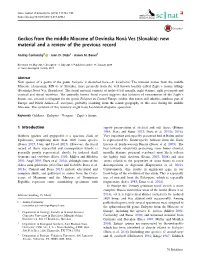 Geckos from the Middle Miocene of Devı´Nska Nova´ Ves (Slovakia): New Material and a Review of the Previous Record