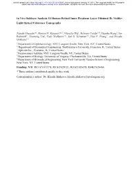 In Vivo Sublayer Analysis of Human Retinal Inner Plexiform Layer Obtained by Visible- Light Optical Coherence Tomography