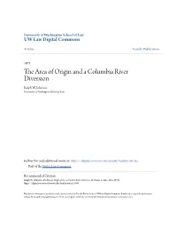 The Area of Origin and a Columbia River Diversion Ralph W