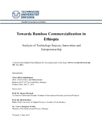 Towards Bamboo Commercialization in Ethiopia Analysis of Technology Sources, Innovation and Entrepreneurship