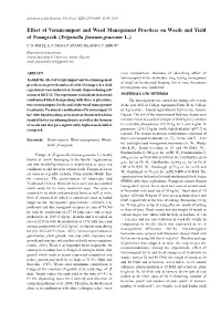 Effect of Vermicompost and Weed Management Practices on Weeds and Yield of Fenugreek (Trigonella Foenum-Graecum L.)