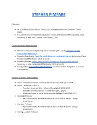 Stephen Pimpare CV