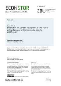 The Emergence of UNESCO's Policy Discourse on the Information Society