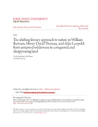 The Shifting Literary Approach to Nature in William Bartram, Henry David