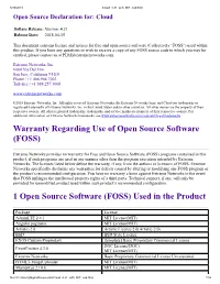 Warranty Regarding Use of Open Source Software (FOSS) 1 Open