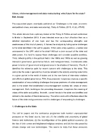 1 Crises, Crisis-Management and State Restructuring