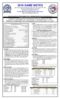 2016 Game Notes