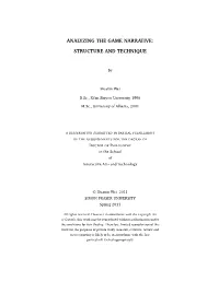 Analyzing the Game Narrative