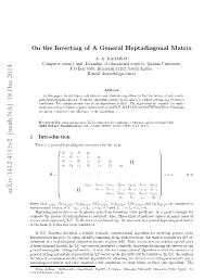 On the Inverting of a General Heptadiagonal Matrix