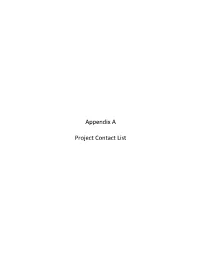 Appendix a Project Contact List
