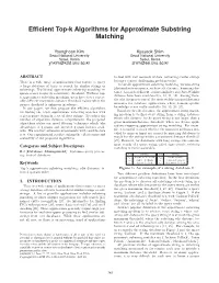 Efficient Top-K Algorithms for Approximate Substring Matching