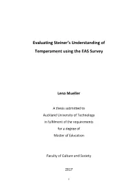 Evaluating Steiner's Understanding of Temperament Using the EAS Survey