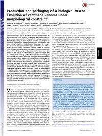 Evolution of Centipede Venoms Under Morphological Constraint