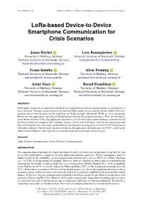 Lora-Based Device-To-Device Smartphone Communication for Crisis Scenarios