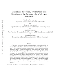 On Initial Direction, Orientation and Discreteness in the Analysis of Circular Variables