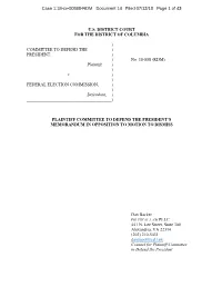 CDP V. FEC (18-0888) Plaintiff's Memorandum in Opposition to Motion to Dismiss Filed July 13, 2018