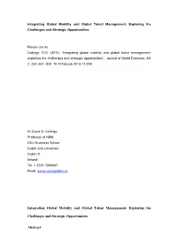 Integrating Global Mobility and Global Talent Management: Exploring the Challenges and Strategic Opportunities