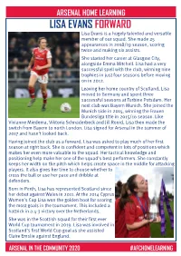 LISA EVANS FORWARD Lisa Evans Is a Hugely Talented and Versatile Member of Our Squad