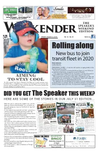 Rolling Along New Bus to Join Transit Fleet in 2020 Diane Johnston Speaker Reporter