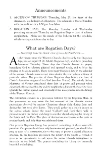 Announcements What Are Rogation Days?