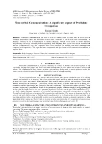 Non-Verbal Communication: a Significant Aspect of Proficient Occupation