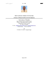 PROF. RAPHAEL ONDEKO NYONJE (Phd)
