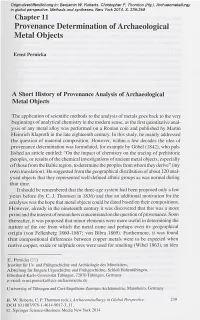 Provenance Determination of Archaeological Metal Objects