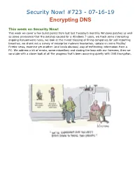 Security Now! #723 - 07-16-19 Encrypting DNS