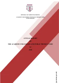 ANNUAL REPORT of the ACADEMY for JUDGES and PUBLIC PROSECUTORS for 2020
