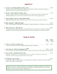 Appetizers Soups & Salads
