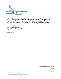Challenge to the Boeing-Airbus Duopoly in Civil Aircraft: Issues for Competitiveness