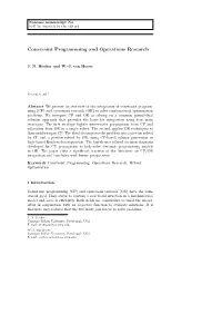 Constraint Programming and Operations Research