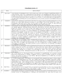 Crime Branch, Sector – 11 Sr. No. Date Detail of Event 1. 20.01.2015