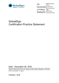 Globalsign Certification Practice Statement