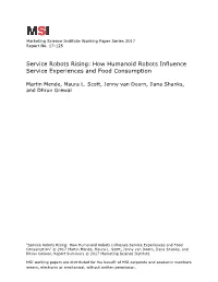How Humanoid Robots Influence Service Experiences and Food Consumption