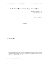 On Prediction Using Variable Order Markov Models